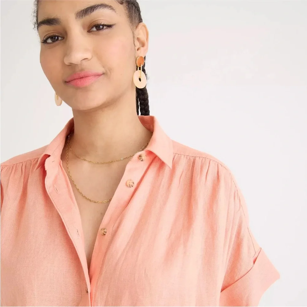 J.Crew ✨Relaxed Fit Linen Shirtdress ✨ 100% Linen ✨Flax ✨ Size Small - Picture 14 of 17